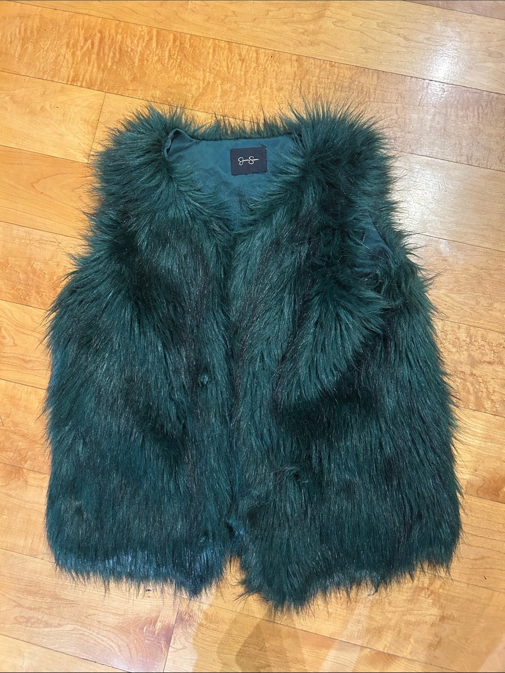 Jessica Simpson Girls' Faux Fur Vest - Emerald Green